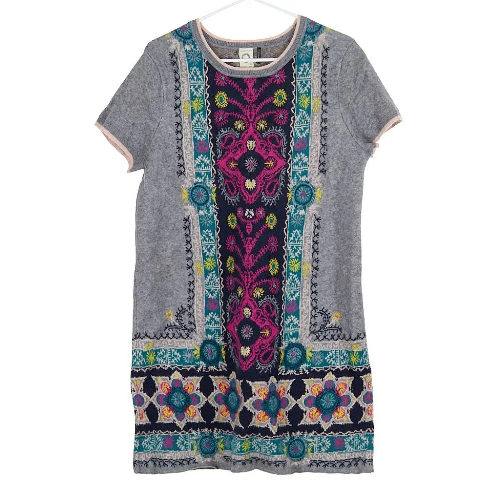 Anthropologie Akemi & Kin Kaleidoscope Sweater Knit Short Sleeve Dress Medium - Picture 2 of 6